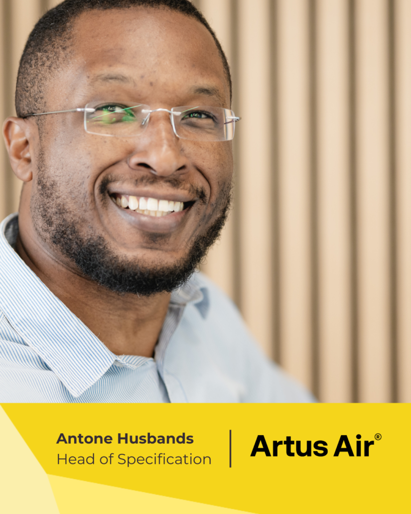Antone Husbands, head of specification, artus air, smiling in london office